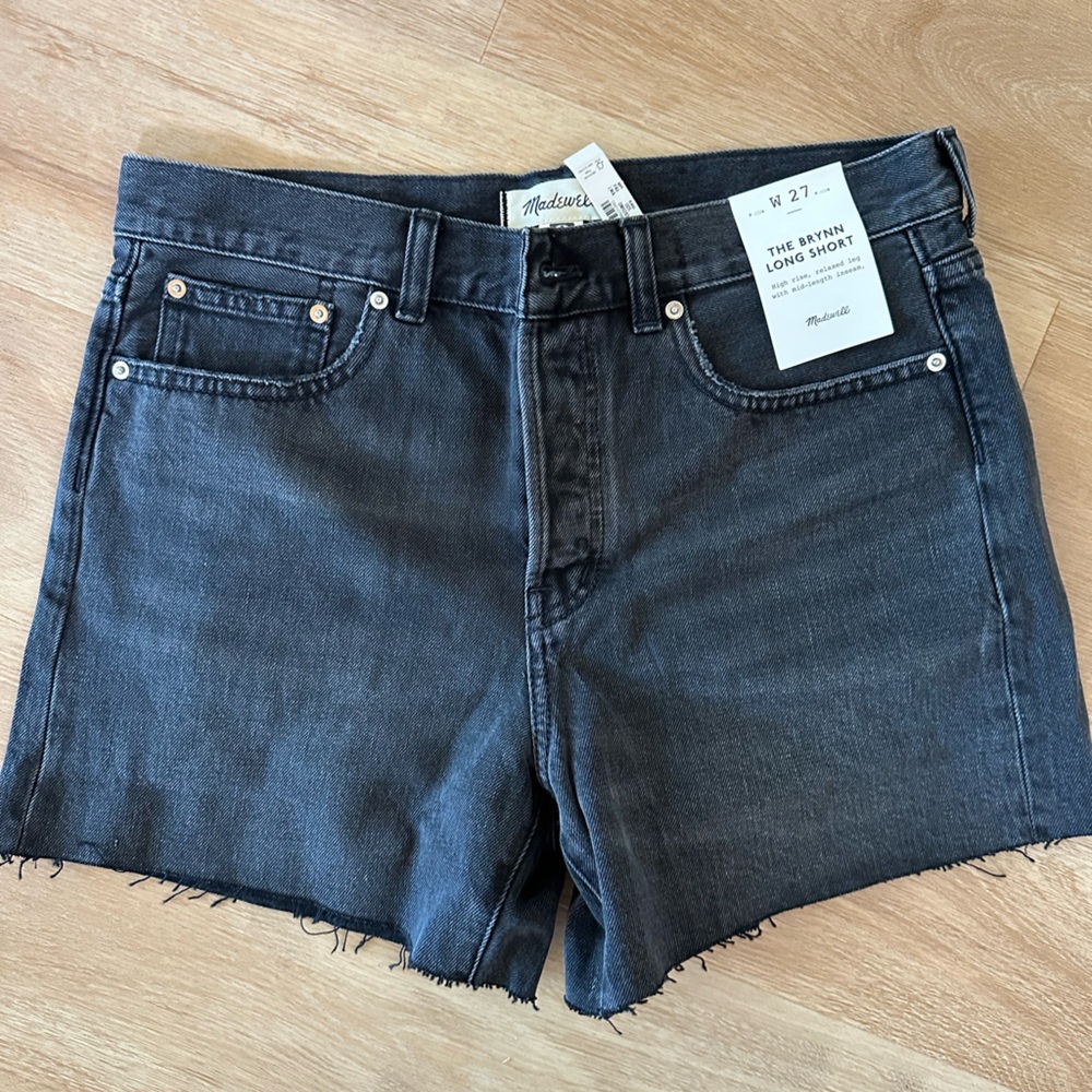 Madewell 27 Brynn High Waist Denim Shorts Black nwt